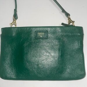 Fossil green leather crossbody purse